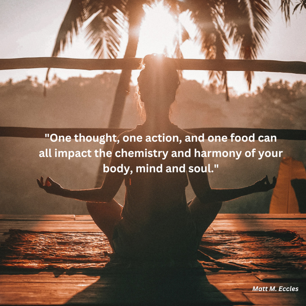 "One thought, one action, and one food can all impact the chemistry and harmony of your body, mind and soul."